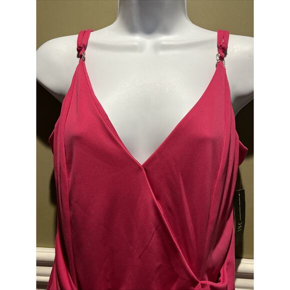 INC NEW Women’s Pink Fuchsia Tank Blouse Faux Wrap Rhinestone accent M Dressy - Picture 4 of 10